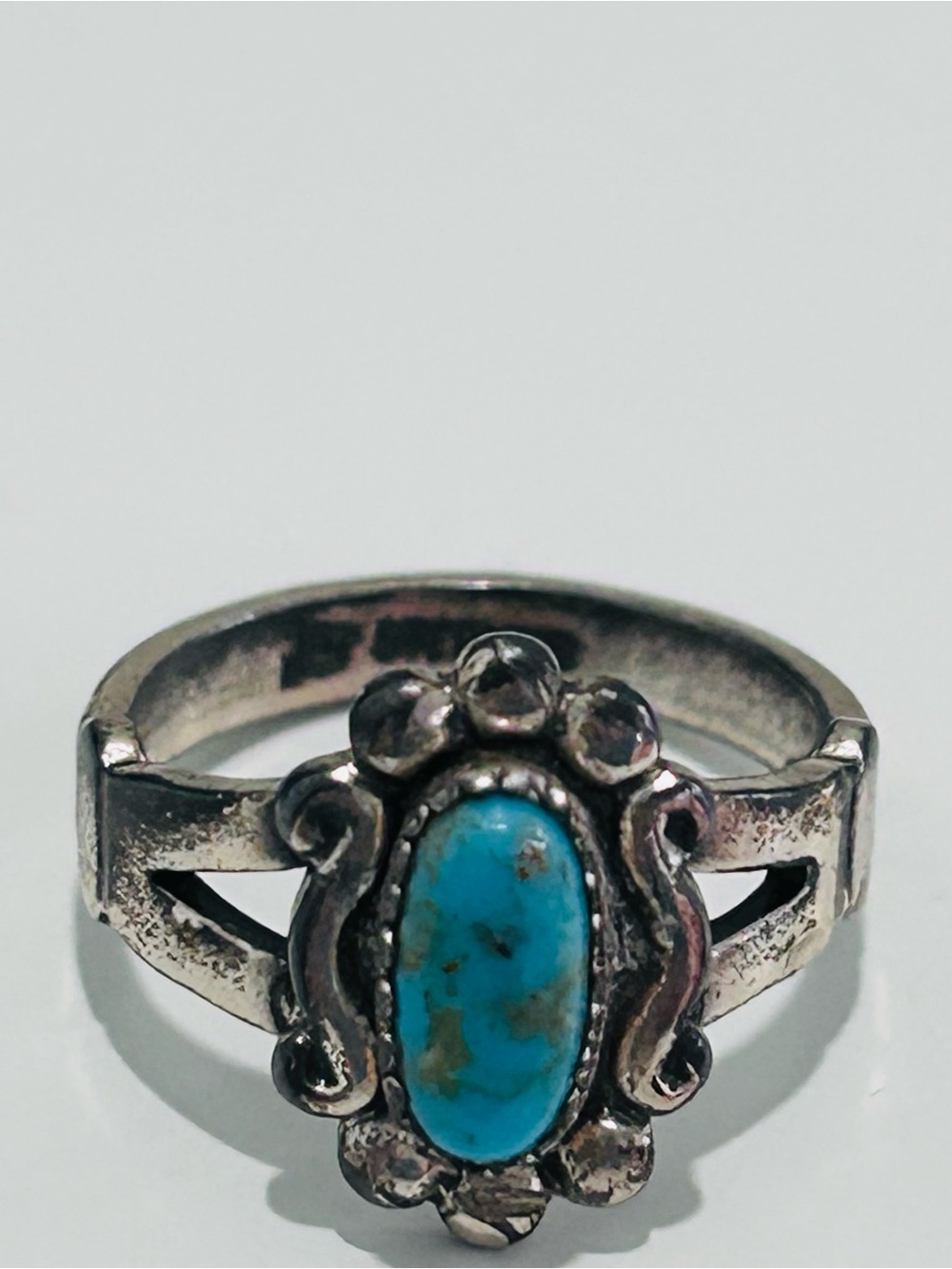 Vintage Bell Trading Post Turquoise Ring Stamped Sterling Marked Size 2.5